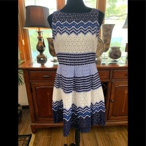 Beige by eci blue & white eyelet dress.